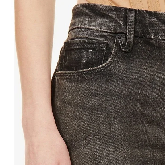 NWT Good American Good Girlfriend High Black217 Tapered-Leg High-Rise Jeans - Picture 4 of 10